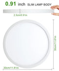 Side and front view of Dimmable 48W LED Ceiling Light With Remote Control, 20 Inch Round Flush Mount, showing slim design and dimensions.