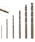 Amazon 6-piece cobalt drill bit set for metal drilling, HSS 135° split point, round shanks