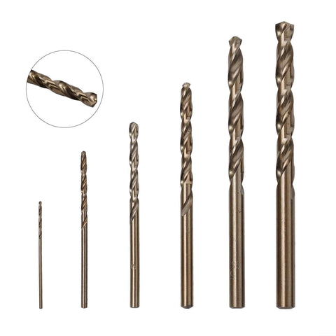 Amazon 6-piece cobalt drill bit set for metal drilling, HSS 135° split point, round shanks