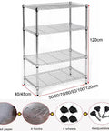 Dang Tough Heavy Duty Multi Tier Wire Shelving Unit With Adjustable Stainless Steel Frames For Kitchen Garage Or Office Organizing No Sweat Setup with four shelves.
