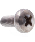 Heavy Duty Metric Machine Screws Featuring Pan Head And Phillips Drive, M5 12Mm Coarse Thread Fasteners for Shop Projects, stainless steel pan head screw close-up.