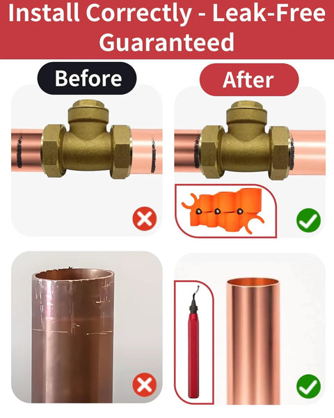 Vorhixa 12-piece depth gauge and pipe deburring tool set; brass fittings and orange blades shown.