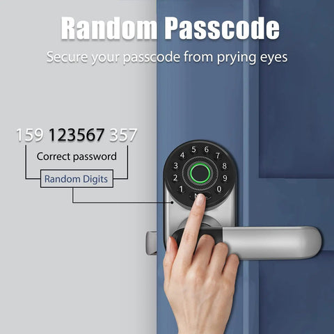 Smart Fingerprint Door Lock With Keyless Entry, WiFi And Bluetooth, Reversible Handle, Biometric Deadbolt With Keypad And Passcode