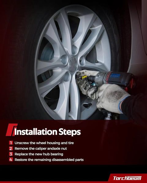 Mechanic installing front wheel hub bearing assembly on Nissan Frontier 2005-2023