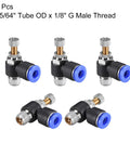 Push To Connect Pneumatic Air Flow Control Valve Elbow Fitting 6mm OD To G1 8 Male Thread Speed Controller Blue Pack Of 5