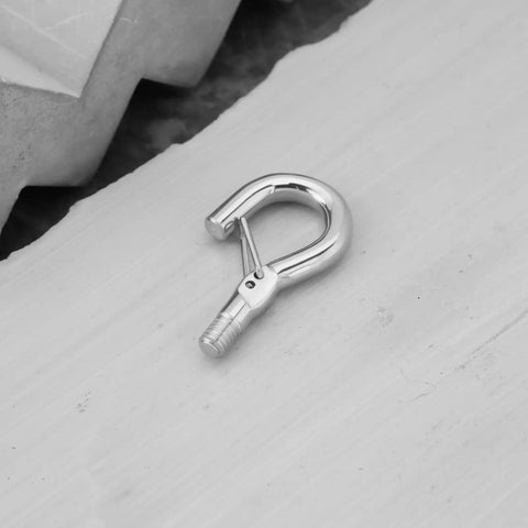10 Pack M4 Screw Hanging Hook With Spring Buckle Eye Hook For Lights And Signs, DIY Go To Mounting Gear With Metric Internal Threads M4, 32mm Long, 18mm Wide, 4mm Thread Diameter, 10mm Hook Width, silver iron hook with threaded end