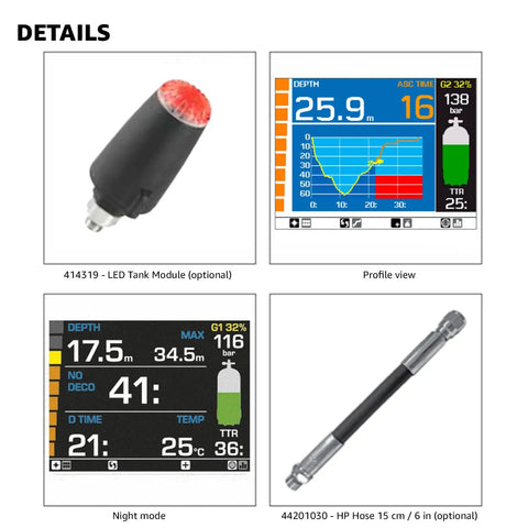 Genius Scuba Dive Computer With Ergonomic Wrist Mount Built For Everyday And Technical Dives multi mode data screen with accessories