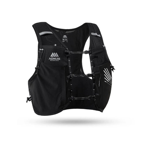 Black Super Light And Breathable Running Hydration Vest For Guys And Gals On The Trails 10 Liter Capacity With Mesh Panels For Air Flow