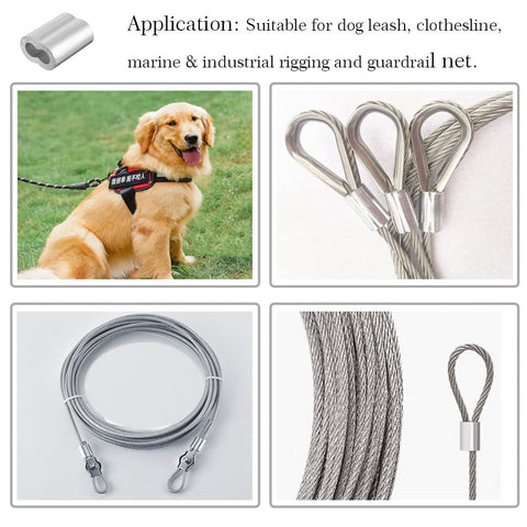 120 Piece Aluminum Crimp Sleeve Set For Three Thirty Second Inch Wire Rope And Cable, ideal for dog leashes and rigging.