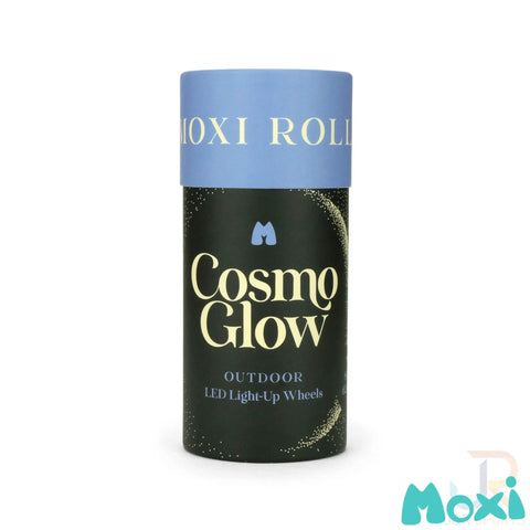 Cosmo Glow LED Outdoor Roller Skate Wheels Quad Pack 62mm By 32mm White Rain Glow packaging tube