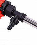 Gowenic Electric Drum Pump With Stainless Steel Tube For Fast Fuel, Diesel, Kerosene, Milk, And Alcohol Transfer close-up of nozzle and pipe.
