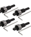 HSS Hole Saw Set 17.5mm Diameter 65mm Length With 15mm Cutting Depth Spring Loaded Twist Drill Bits 4 Piece Kit Includes Hex Wrenches