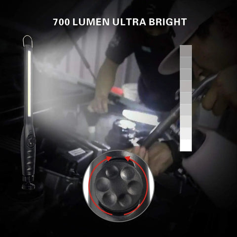 Rechargeable COB Work Light With 700 Lumens Magnetic Cordless LED For Car Repair Home Workshop Garage And Emergency Use