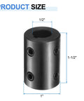 Rigid Shaft Coupling for 3D Printers and Motors, 1/2 Inch Bore, 1 Inch OD, 1-1/2 Inch Length, Black Oxide Coated ASTM1045 Steel