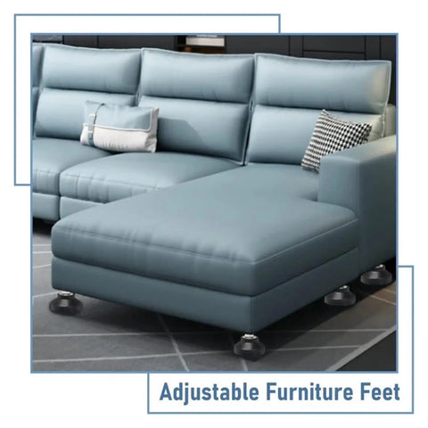 Heavy Duty Universal Adjustable Leveling Feet With Rock Solid Swivel Support Legs Featuring M8 Up To M20 Threads Built Tough For Garage Gear Kitchen Cabinets And Workshop Machinery on a modern sofa.