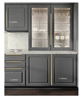 Gold Slick Invisible Door Handle Set For Wardrobe And Kitchen Cabinets on grey cabinet with glass doors, 1500mm length