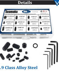 Internal Hex Flat Head Socket Set Screw Kit 400 Pieces 12 Size 12.9 Alloy Steel Black Grub Screws With 5 Hex Wrenches For Door Handles And Light Fixtures 1/8-40 To 5/16-18 in box display