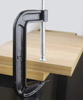 Heavy Duty Beefy 4 Pack 6 Inch C Clamp Set With Malleable Iron Build, black finish clamping wood on workbench