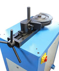 Close-up of Hardcore Programmable Electric Tube Bender With Smart Plc Auto Manual Toggle 2Hp 220Volt Motor controls and mechanism.