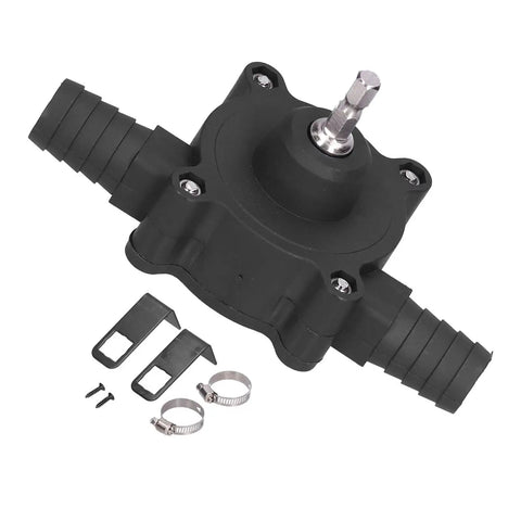 Heavy Duty Electric Drill Oil Pump For Fast Water Transfer Self Priming High Capacity fluid siphon tool with ABS shank and clamps.