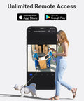 Woman using phone showing live feed from 12MP 8 Channel PoE NVR Security System With H265 Plus Motion Detection. Unlimited Remote Access.