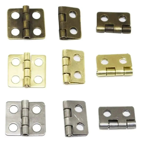 Various 10 Pcs Mini Cabinet Drawer Butt Hinges Brass Connectors For Jewelry Chests And Wooden Boxes Durable Brass Hardware close-up