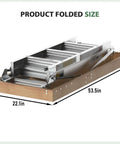 Heavy Duty 10 Ft Aluminum Attic Ladder Pull Down System For 54 By 25 Inch Opening Drop Down Hidden Attic Stairs With 350 Pound Load Fits 7 Foot 8 Inch To 10 Foot 3 Inch Ceilings Durable Pine Side Panels folded size with 53.5 x 22.1 in frame