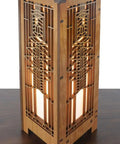 Robie House Lightbox Mini Accent Lamp With Cherry Wood Veneer And Shoji Paper Shade, 4W LED Bulb Included, on table