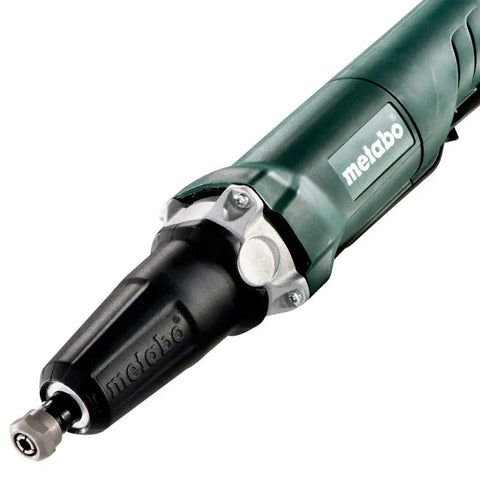 Pro Grade High Speed Die Grinder With Paddle Dead Man Switch shown at an angle, focusing on durable wear resistant motor and 1/4 in collet.