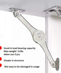 QBOSO heavy-duty lid stay hinge pair, silver metal 110° folding lid support mounted to cabinet lid