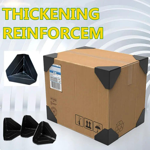 Heavy Duty Plastic Box Corner Protectors 80 Pack Tough Edge Guards For Shipping And Moving Supplies To Keep Cartons Secure And Beat Rigid Handling Damage Like A Pro on a cardboard box.