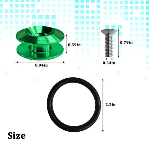 Car Bumper Quick Release Clips Kit, 18 Pcs Front And Rear Bumper Bracket Fasteners, size dimensions, green aluminum clip