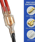 Top Tier 50 Set Double Bullet Wire Connectors For Cars Trucks And RVs Featuring Heavy Duty Brass Terminals With Silicone Insulation Sleeves clear brass wire connector with red and black cables