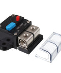 Road Ready 200 Amp Manual Reset Circuit Breaker for 12 To 48 Volt DC Systems with cover and connectors.