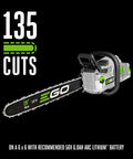 Cordless 20 Inch Battery Powered Chainsaw With Brushless Motor Delivers 55cc Gas Equivalent Power for 135 cuts