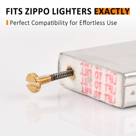 Universal Lighter Repair Kit For Zippo And Kerosene Models Featuring Straight Up Easy Fix Dope Flint Wicks Cotton Plus Gasket Seals For Knockout Spark And Rock Solid Performance, close-up of Zippo lighter internals with screw and spring.