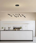 Modern LED Chandelier Pendant Lights With Dimmable Remote Control, 38W aluminum two-head fixture over kitchen island