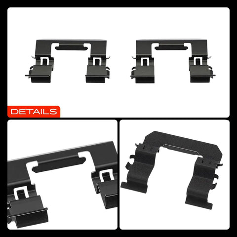 A Premium Front Disc Brake Hardware Kit With Heavy Duty Clips And Bushings Perfect For Honda Civic And Subaru Outback Forester Impreza WRX Models To Keep Your Car Stopping Smoothly On The Road Without Any Squeaky Annoying Noise, black metal clips