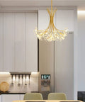 Firework Crystal Chandelier Pendant Light for Bedroom and Living Room Modern Gold Vibe with 13 G4 Bulbs in kitchen setting
