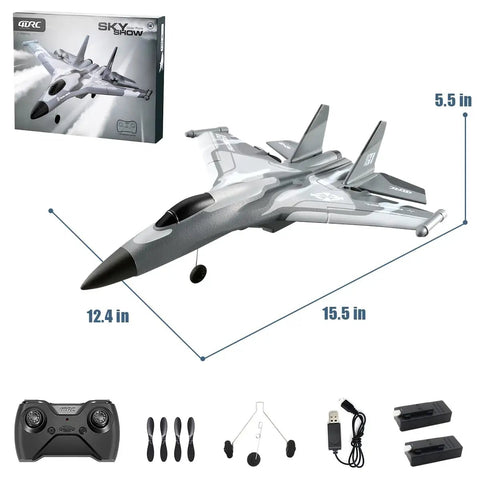 F22 Stealth RC Plane Raptor Remote Control Aircraft With 3 Channel Stunt Modes Xpilot Stabilization, box, and accessories