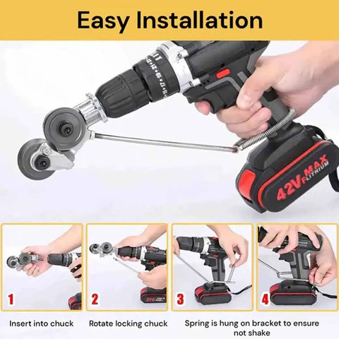 Heavy Duty Electric Drill Shears Attachment For Cutting Iron White Steel Copper And Aluminum Sheet Metal Nibbler Tool during installation