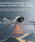 GPS Drone With 4K Camera And EIS Stabilization hovering in air, showing optical flow positioning and high altitude stability.
