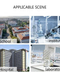 Wall Mount Lab Drying Rack Holds 27 Pegs For Test Tubes Glassware Beakers Polypropylene Construction shown in school, hospital, lab.