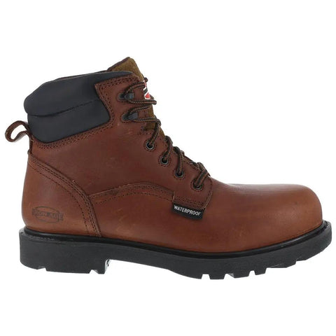 Hauler 6 Inch Composite Toe Work Boots For Men, Brown, Waterproof With Hydrotex Lining, Non-Metallic, Size 9.5 W side view