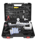 Heavy Duty Electric Floor Jack And Snappy Impact Wrench Tire Lifting Set For Fast Car Care in a protective case with tools.