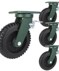 Heavy Duty Industrial Casters 4000 Lb Capacity 6 Inch And 8 Inch Swivel With Brake Fixed Wheel solid rubber tire close-up detail.
