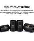 Heavy Duty Metric Shallow Impact Socket Set 10mm To 32mm Six Point Design With Extension Bar And Universal Joints Built For Pros