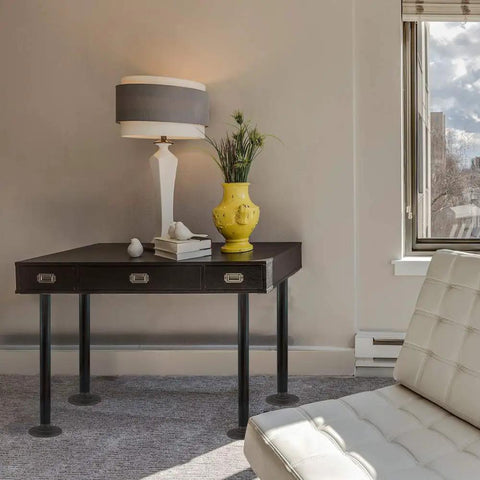 Living room with table using Industrial Grey Pipe Table Legs Set Of Four For Rustic Vintage Tables, 16 Inch Metal Pipe
