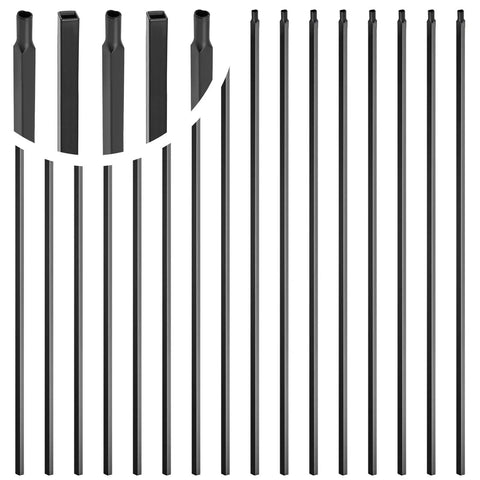 Top Shelf 30 Pack Of 44 Inch Wrought Iron Balusters With Badass Satin Black Finish straight metal bar spindles arranged in neat rows.