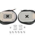 12-inch electric trailer brake magnet kit; front view shows two metal magnets, wiring, coil springs and retainer clips.